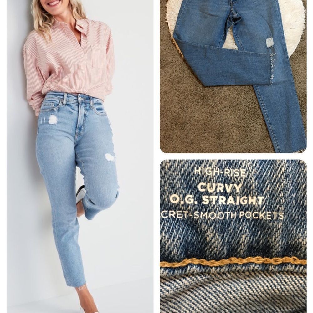 New Old Navy High waist O.G straight distressed hem! Full length